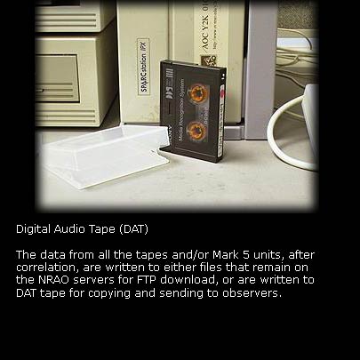 Digital Audio Tape (DAT). Output from the correlator is written to files that remain on NRAO's servers or to DAT.