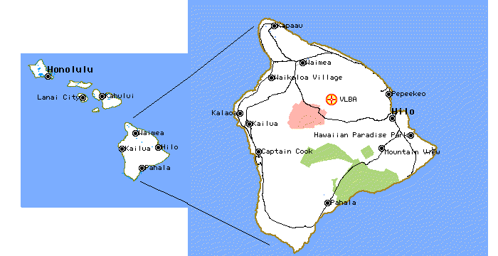 Map of Hawaii and the "big island"